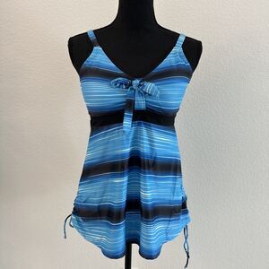 New With Tags Holipick Swim Tankini Top Womens Size Medium Blue‎ Stripped Tank